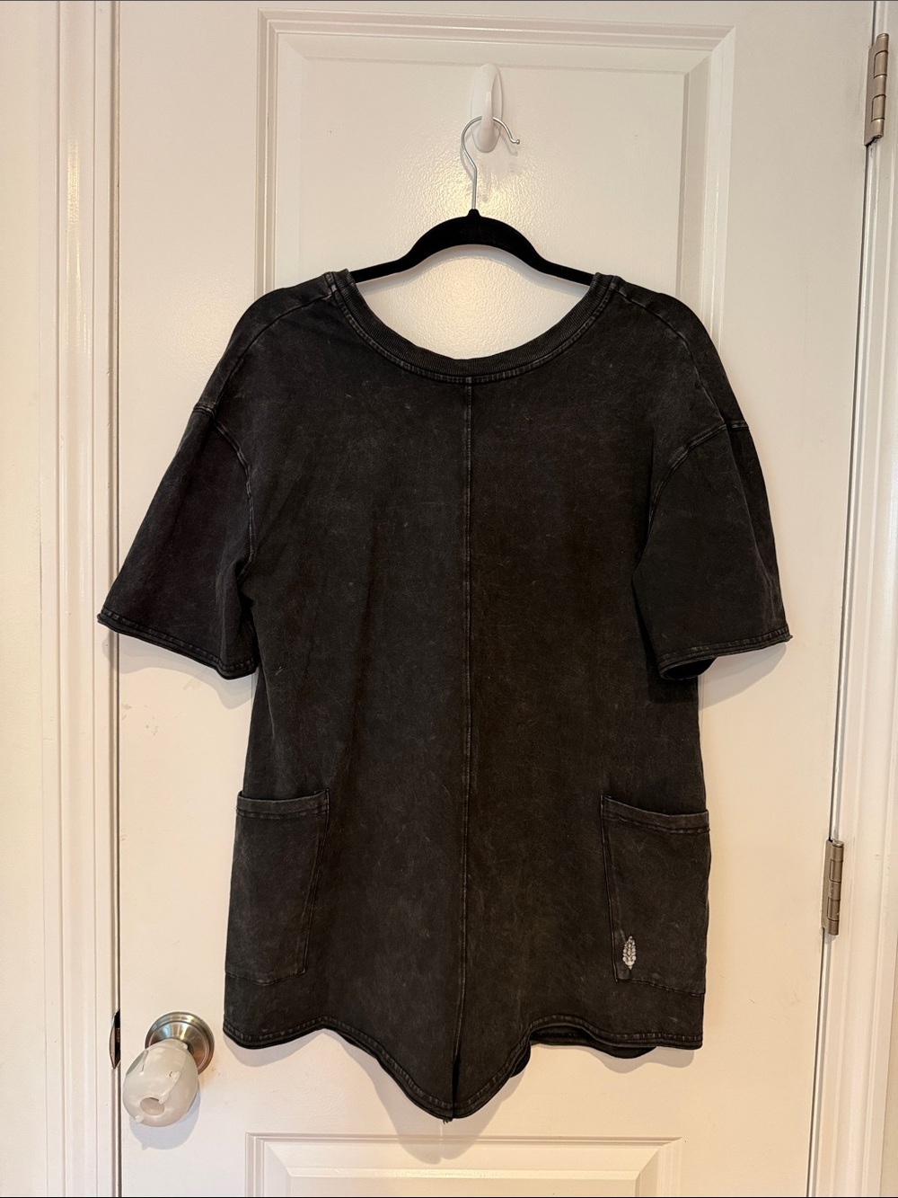 Fp movement Washed Black Short-Sleeve romper with Pockets